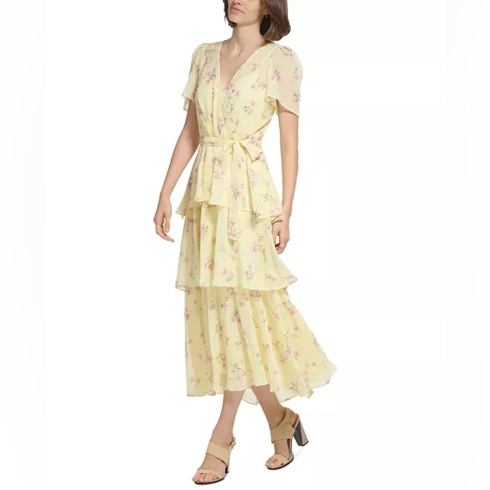Calvin Klein Yellow Floral Maxi Dress